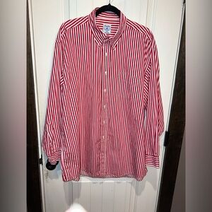 Brooks Brothers Red and White Striped Men's Shirt